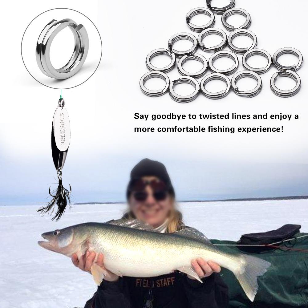 100pcs Stainless Steel Double Ring Flattened Loop Sub Bait Hook Connector Reinforced Flattened O-ring Fishing Gear Accessories
