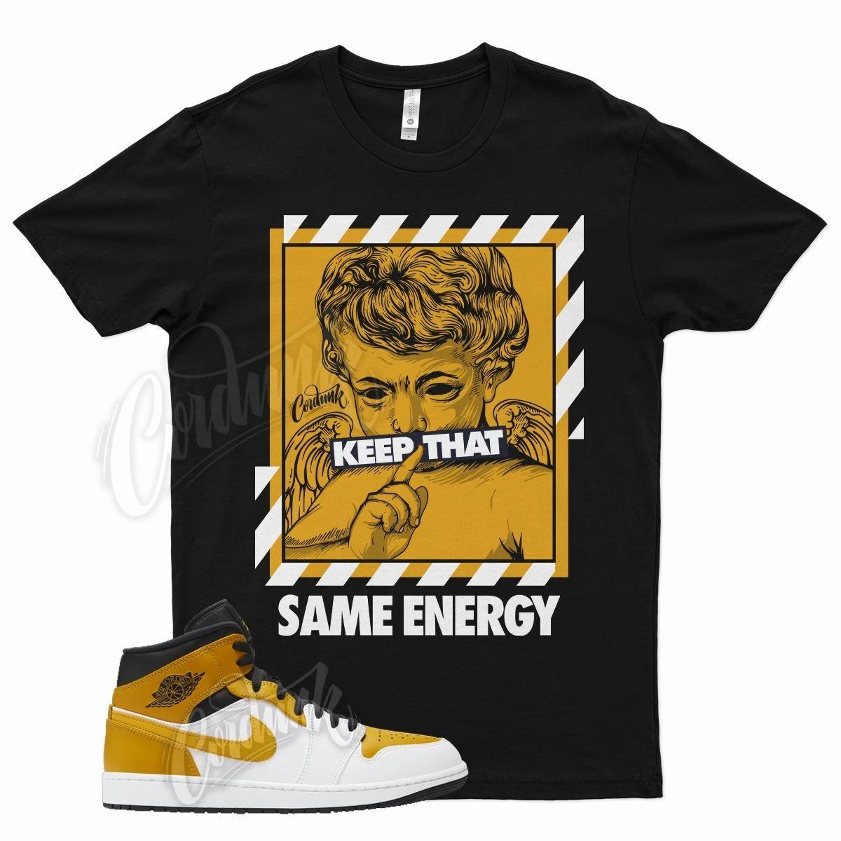 Black ENERGY T Shirt for Air J1 1 Mid University Gold White XL
