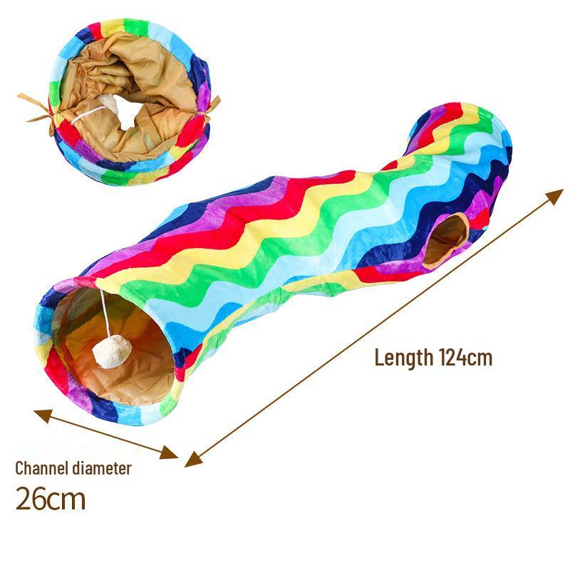 Foldable Crinkle Paper Cat Tunnel Toy - Self-Play & Teasing Activity for Cats
