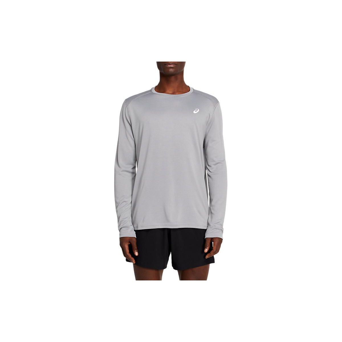 

Asics Crew Neck Logo Solid Long Sleeve T-Shirt Men Tops Gray 2031B710-031 M
