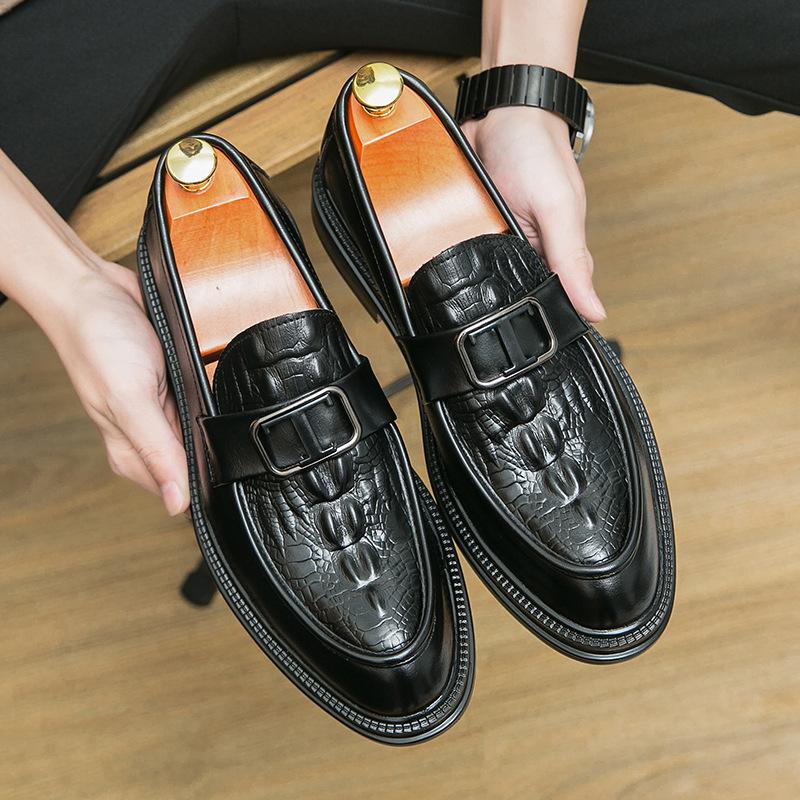 

Мужская обувь большого размера, деловая кожаная обувь, мужской тренд, британский стилист, черные педали, низкий верх, кожаная обувь 46 чёрный