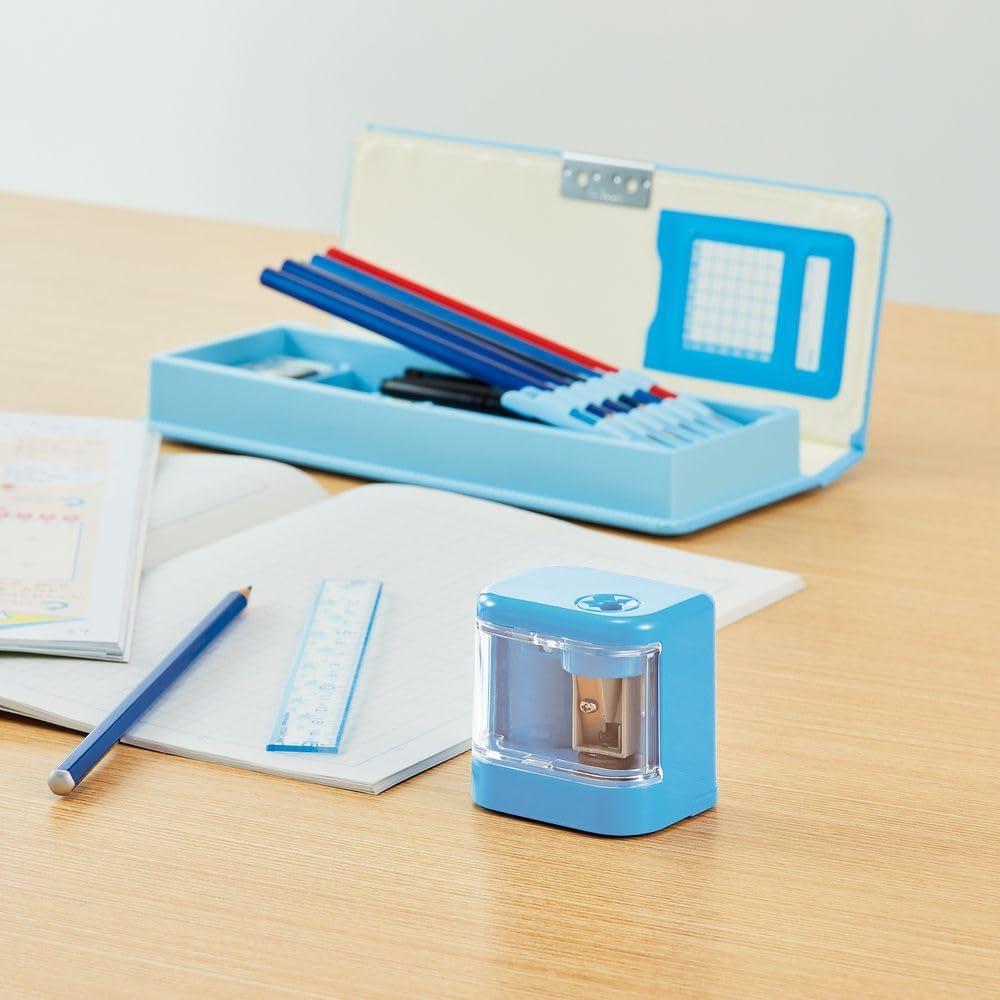 Kutsuwa Spimo Electric Pencil Light RS042LB Battery-Operated Sharpener, Blue,