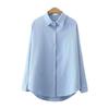 Loose Fit Blouse Long Sleeve Shirt Women's Solid Color Button Up Lapel Breathable Casual for Work Daily Life Travel