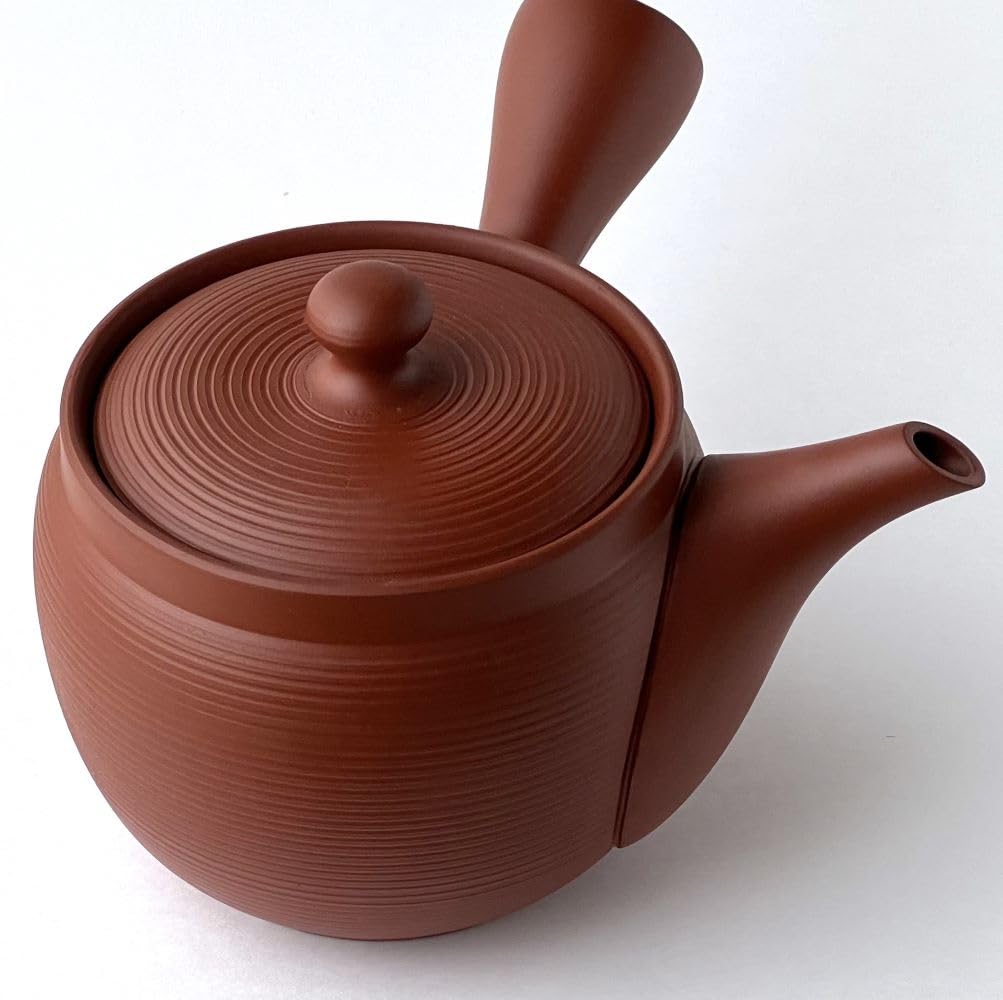 Tokoname Ware Large Teapot with Ceramic Tea Strainer, Ceramesh, 480ml, Made In Japan (Red Clay)
