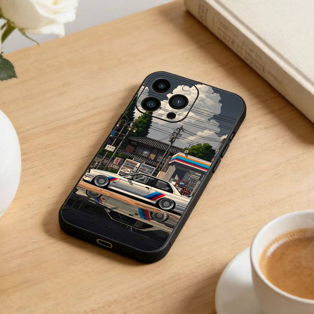 Car Sport Cool Phone Case For iPhone 16,15,14,13,12,17,Pro Max,Plus Silicone Black Case