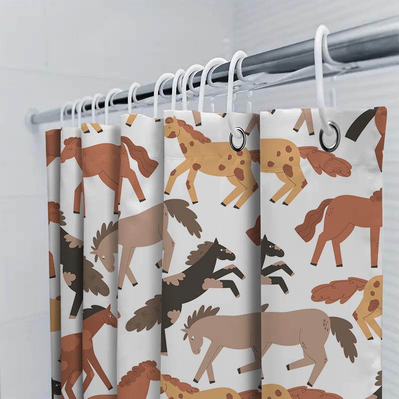 Dekorieren Sie Ihr Badezimmer mit dem Pferde-Duschvorhang-Set 24 Farben erhältlich! Moderne Badezimmer-Accessoires Für Kinderzimmer Dekorationen Geschenk