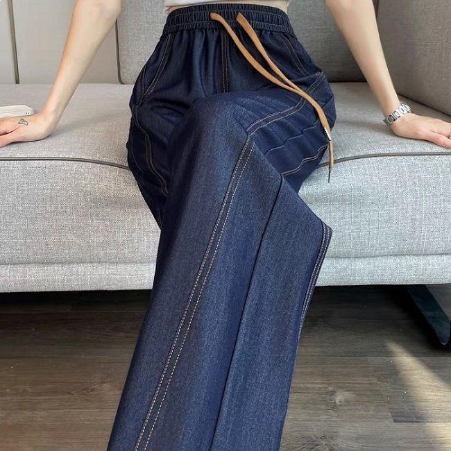 Women's Summer 2026 Tencel Denim High Waist Ice Silk Wide Leg Pants