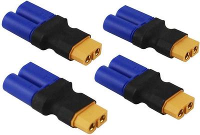 Set mit 4 XT60 Buchse auf EC5 Stecker Adaptern | Verbinden Sie LiPo-Akkus mit RC-Geräten | Ideal für Flugzeuge, Autos, Helikopter | Gelb, Kunststoff