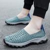 Summer Men Sneakers Braid Beach Shoes Casual Weave Blue Grey Breathable Slip on Flats Tennis Sneakers
