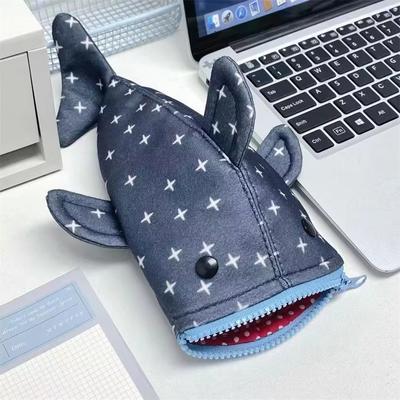 Shark Pencil Case,Shark Mouth Zipper Pencil Pouch Cute Shark Pencil,Special Idea Canva Animal Stationery Pouch for Office Supply