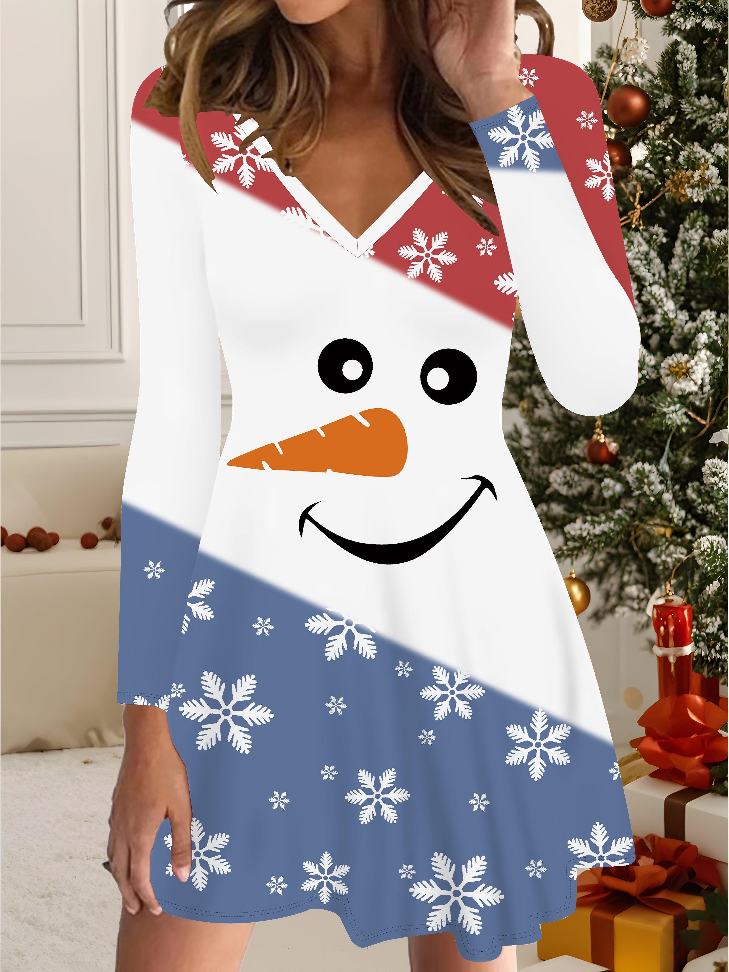 

3D Платье с принтом снеговика Эксклюзивный трендовый предмет для женщин Осень и Зима Рождественское издание 6XL синий