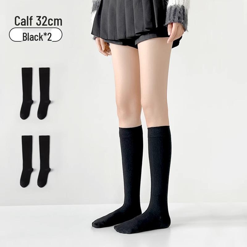 Women's Low-Pressure Over-the-Knee Compression Socks – Slimming, High-Top, Half-Length, Black, for Spring/Autumn