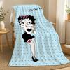 Betty Boop Cartoon Throw 240g Flannel Blanket, Suitable for Sofas, Beds, Offices, Exquisite Gift Blankets