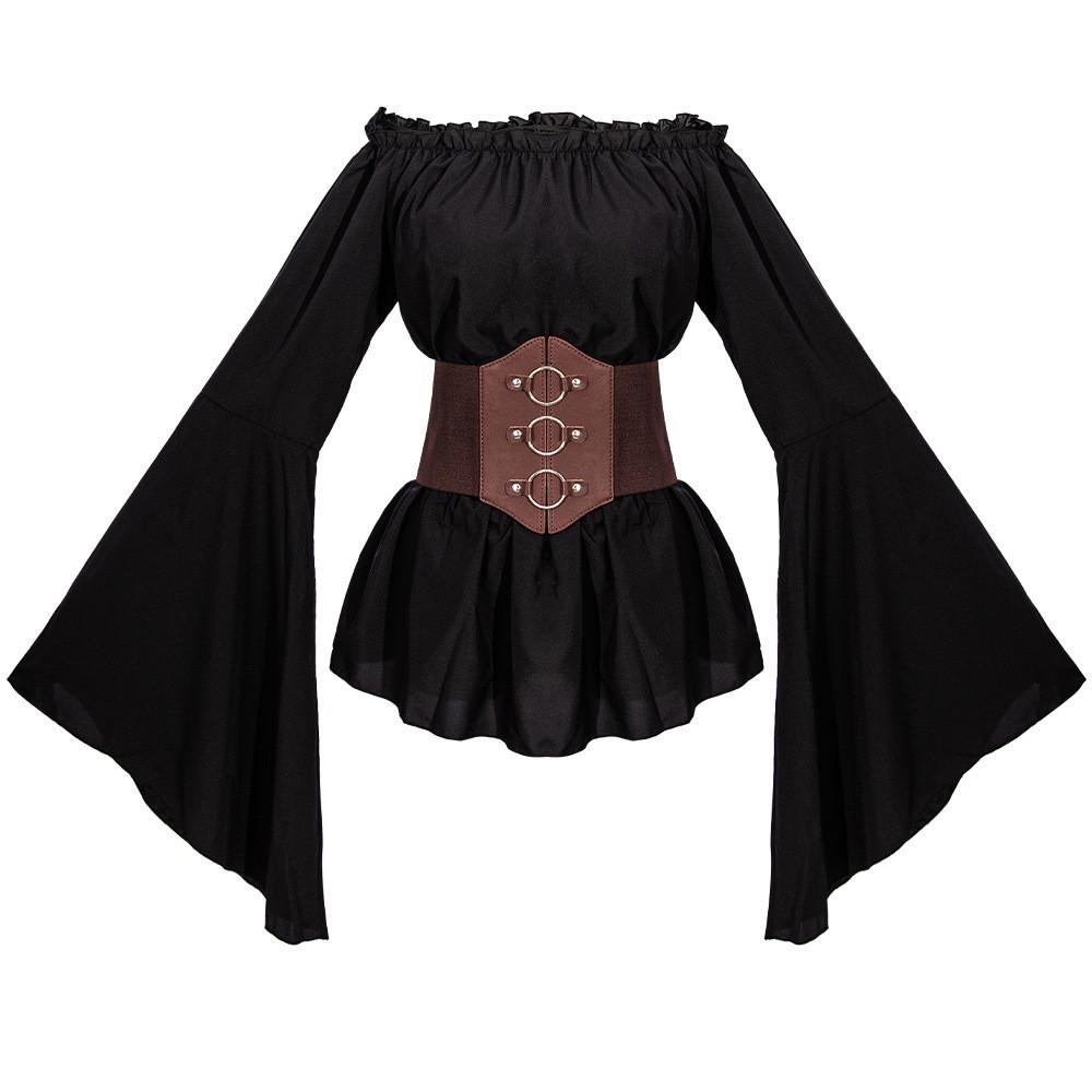 Trendy Pirate Costume Medieval Women's Pirate Shirt Cosplay Clothing