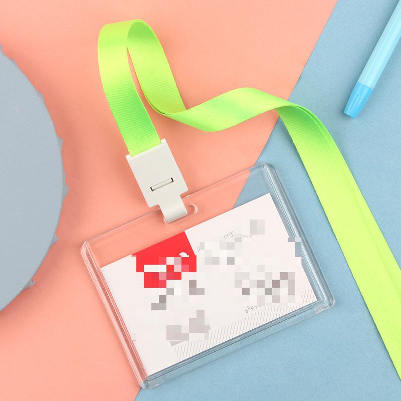Fashion Acrylic Transparent Bus Cards Sleeve Employee Work Card Holder with Lanyard Work Card Cover Women Men Credit Card Holder