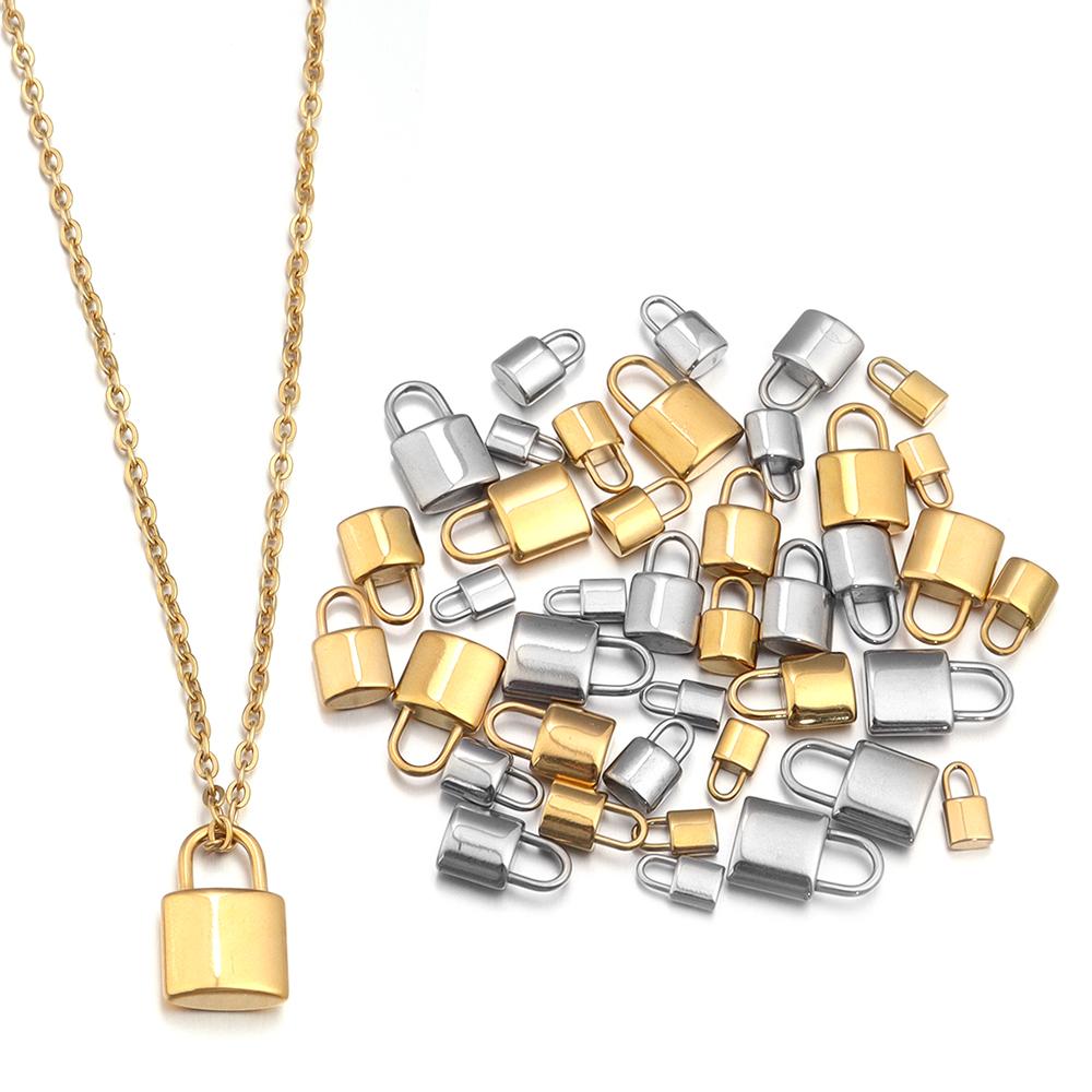 2 pièces Breloques Cadenas en Acier Inoxydable Couleur Acier Doré Breloques Métalliques Pendentifs Pour la Fabrication de Bijoux DIY Pendentifs de Collier Accessoires