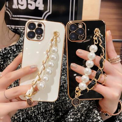 Applicable To Apple 16 Mobile Phone Case Silicone 1413 Full-inclusive IPhone 15promax Pearl Bracelet High-end Feeling