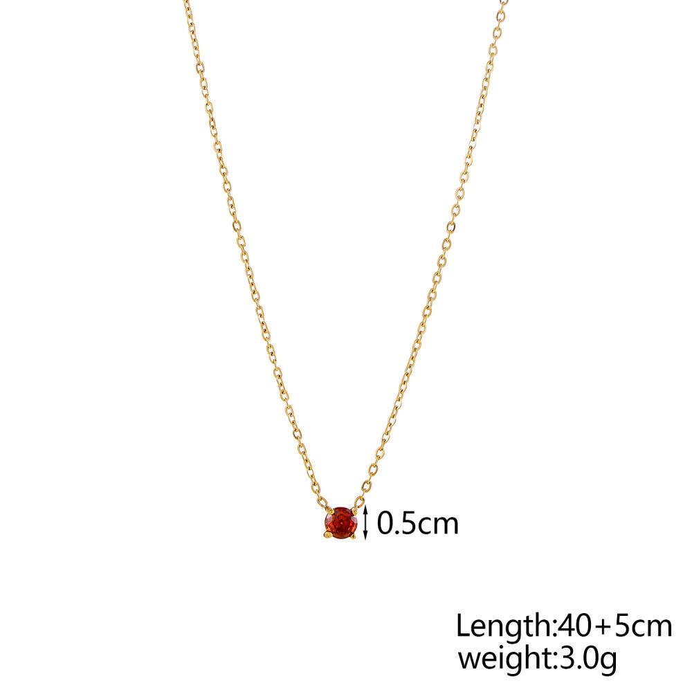 Dainty Recyclay Stainless Steel Gold Plated Necklace Colorful 12 Birthstone Necklace Zircon Stainless Steel Waterproof for Women