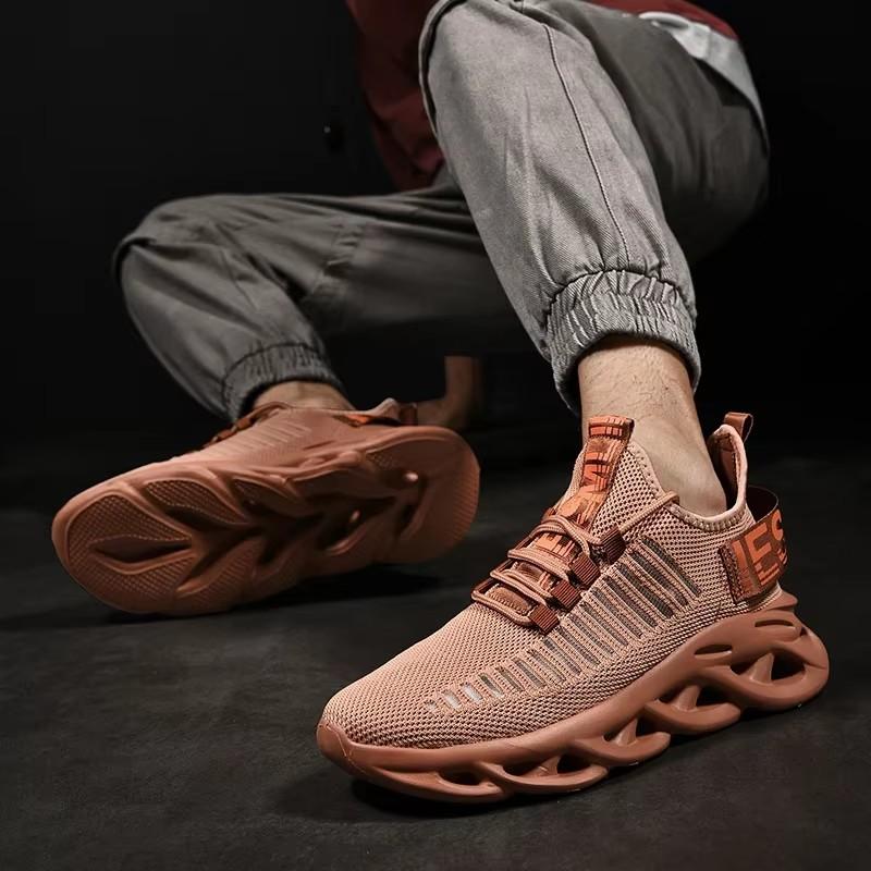Men's Running Shoes Trendy Fashionable Lace Up Mesh Design Comfortable Breathable Non Slip Sole Running Basketball Sports Shoes