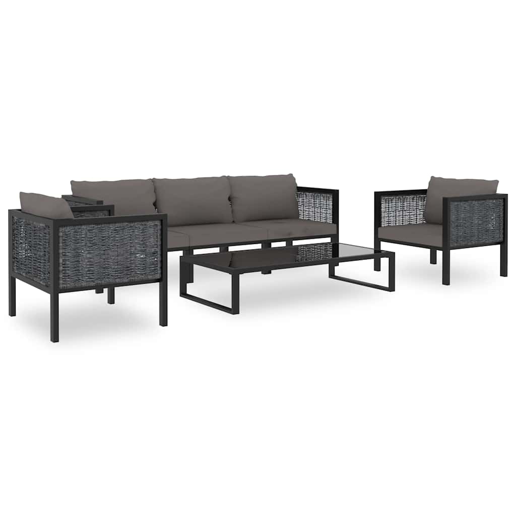Corner Sofa Unit with Left Armrest Poly Rattan Anthracite