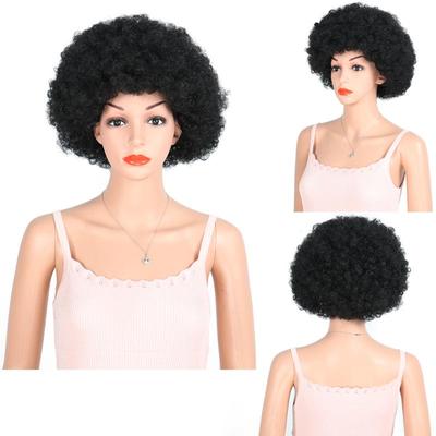 Afro Damen Kurze Kinky Lockige Puff Perücke Synthetische Hitzebeständige Faser Schwarz Hellblond Farbe Perücke für Frauen