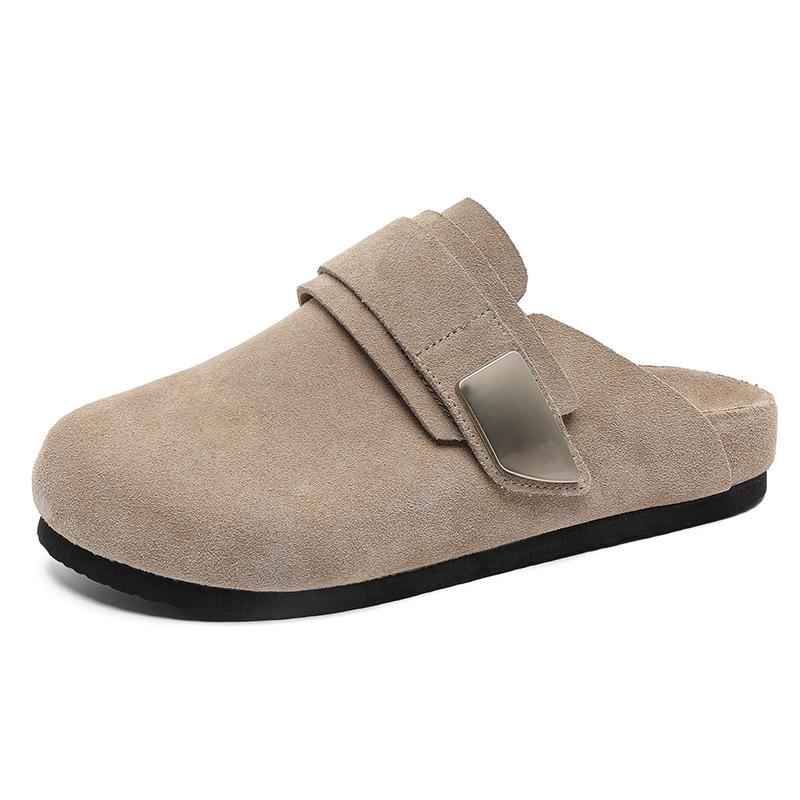 

Soft leather bag head cool slippers thick-soled Boken shoes men s 2025 new lazy fishing outer shoes 59901 black-J 46 бежевый