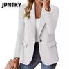JPNTKY Women's Vintage Casual Solid Color Print Autumn Winter Long Sleeve POLO Neck Jackets & Coats