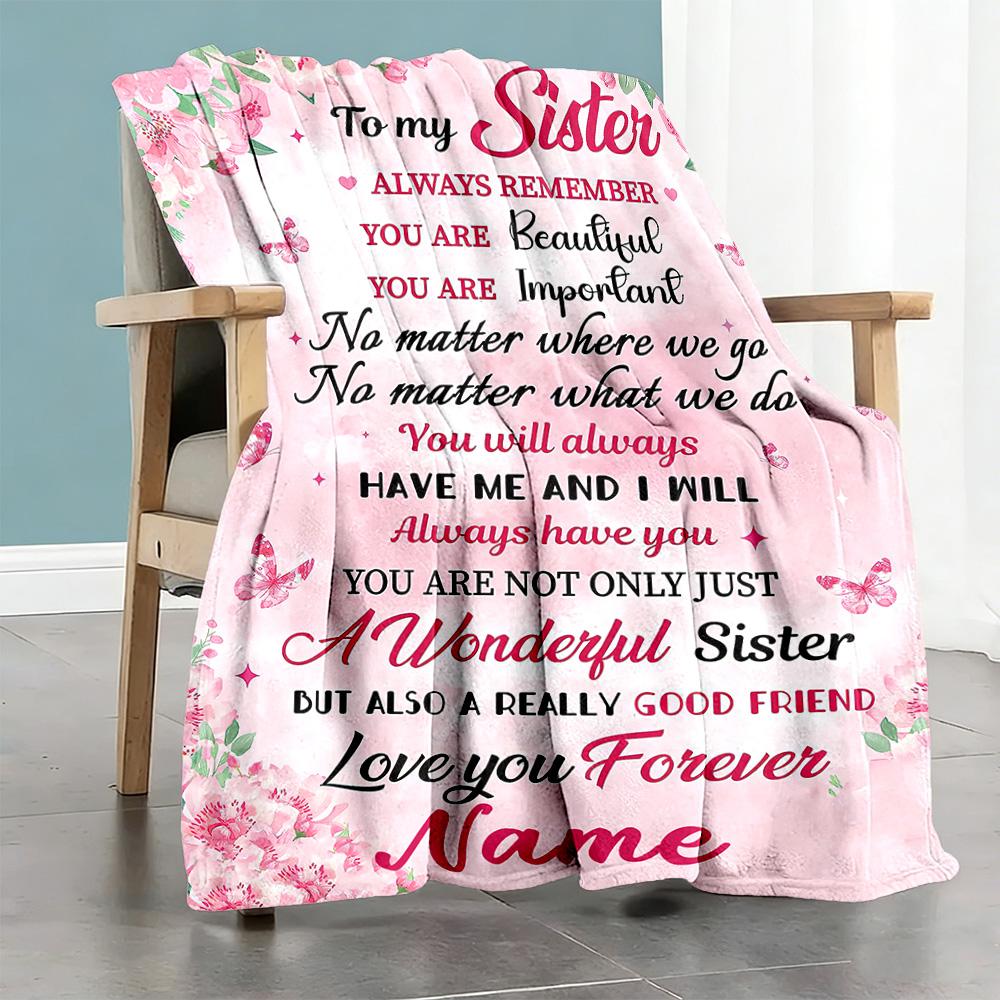 Sister345 Personalized Text Blanket Throw Personalized Blanket Comfortable Throw For Bedding Chair Bed Office All-Season Use