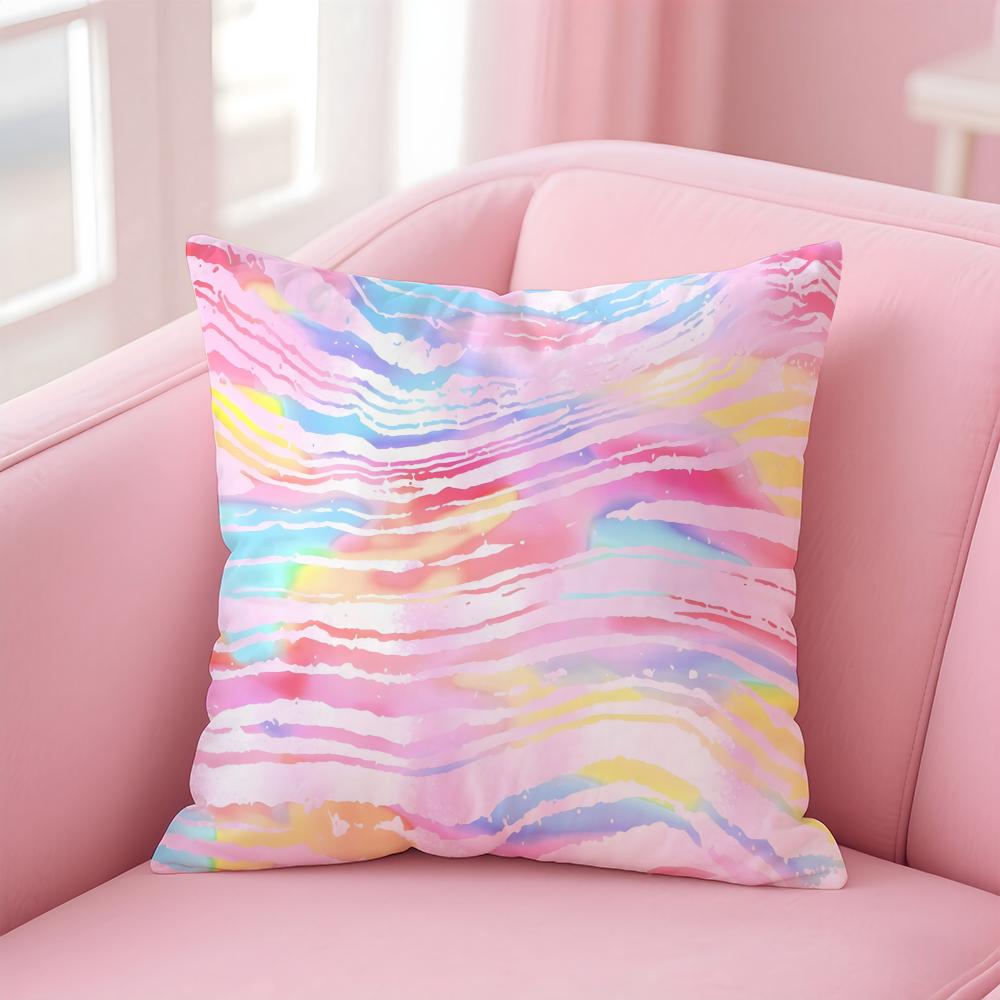 Abstract Trippy Colorful Art Psychedelic Texture Cushion Cover Pillowcase Short Plush Invisible Zipper Room Sofa Cushion Cover