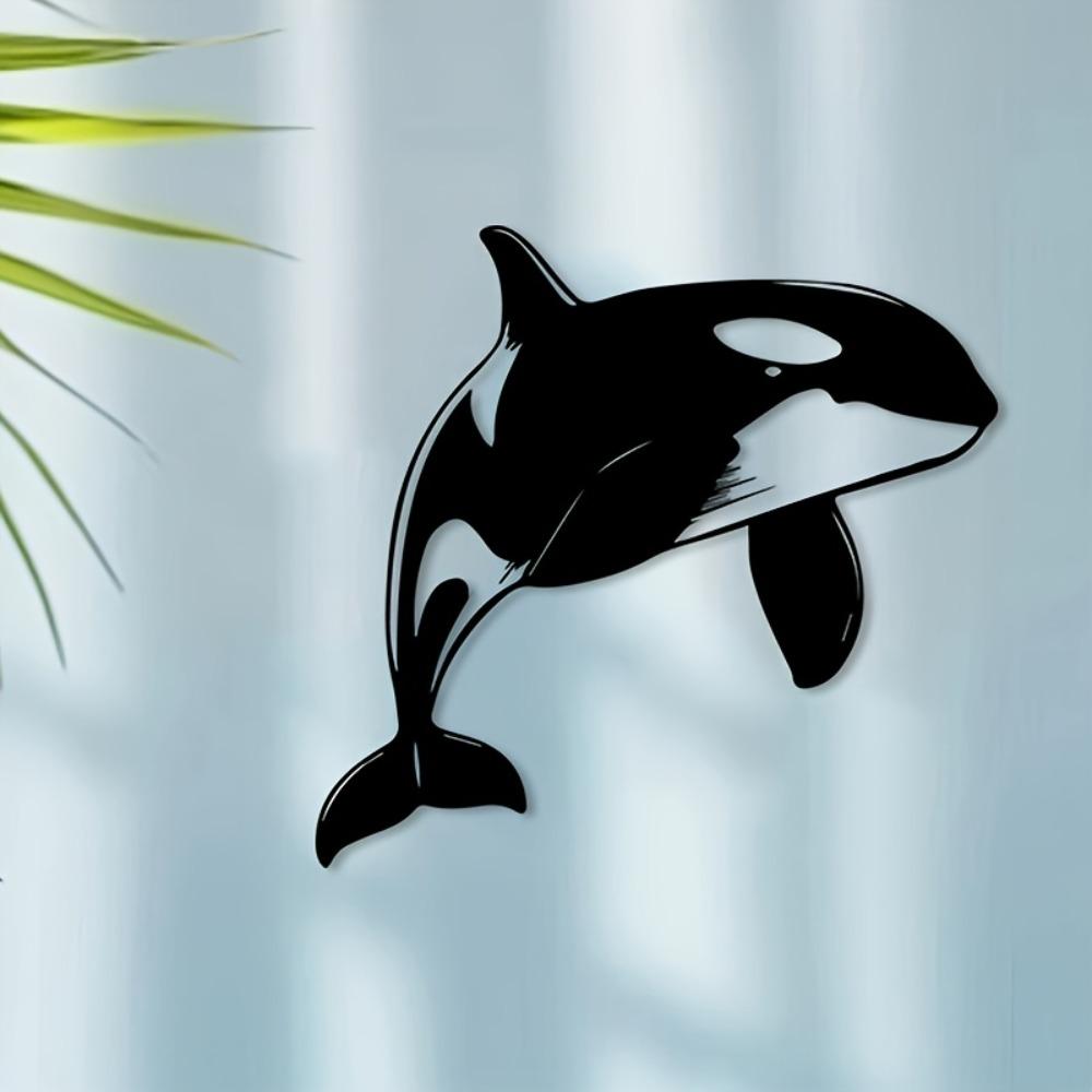 1 Stück Orca Metall Wandkunst, Meeres-Thema Nautische Dekoration, Aquarium Wandstatue Wandbild, Meeres-Tag Geschenk für Meeresliebhaber