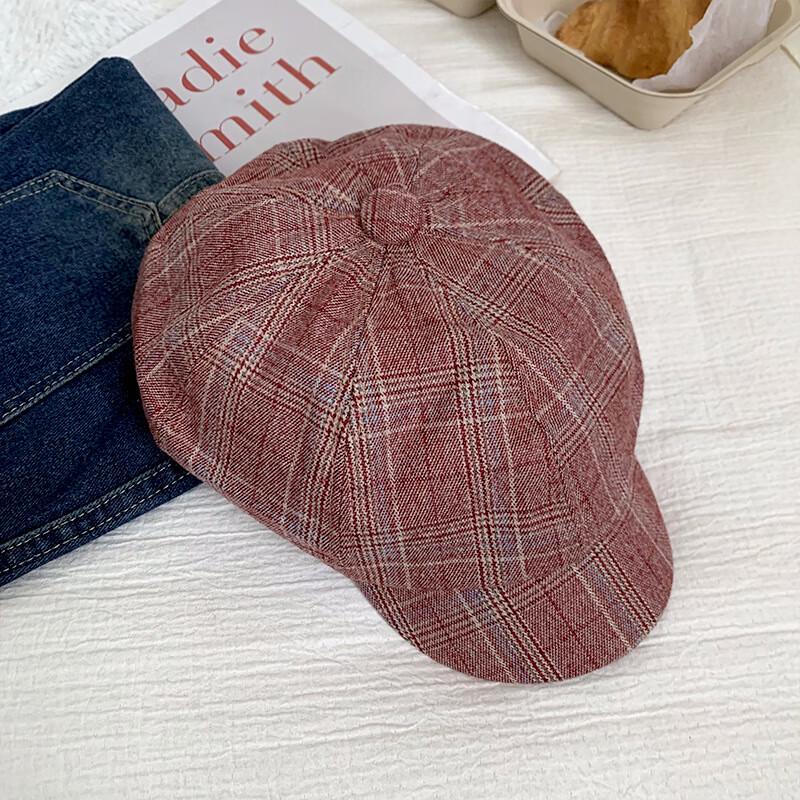 Women's Vintage Plaid Newsboy Beret Hat