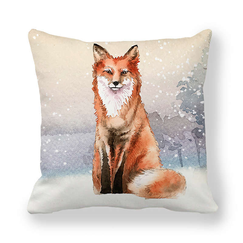 Icy And Snowy Animal Patterns Digital Printing Short Plush Pillow Covers For Car Sofa Office Cushion Cover Home Goods
