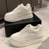 Casual little white shoes women's 2025 spring new thick-soled inner height increase leather sports board shoes women's small muffin bottom