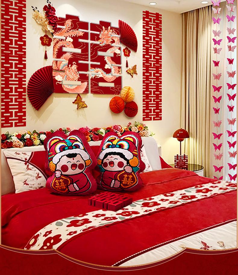 Fröhliches Brautpaar Puppen-Kissen - Elegante Hochzeitszimmer-Dekoration