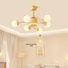 Nordic Cream Log Style Silent Smart Ceiling Fan with Light for Living Room or Bedroom