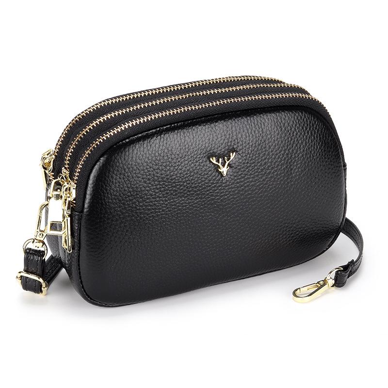 2025 Women's Soft Leather Three-Layer Shoulder Crossbody Bag - New Fashion Style for Mothers