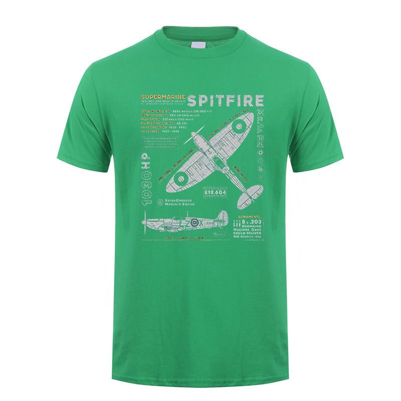 Novelty Spitfire T Shirt Fighter Plane WW2 War Pilot Aircraft Airplane Tshirts Unisex Cotton Tee Short Sleeve TShirt Gift DY303