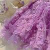 3D Butterfly Mesh Puff Sleeve Girls' Dress - 2025 Summer Smocked Waist Baby Princess Style