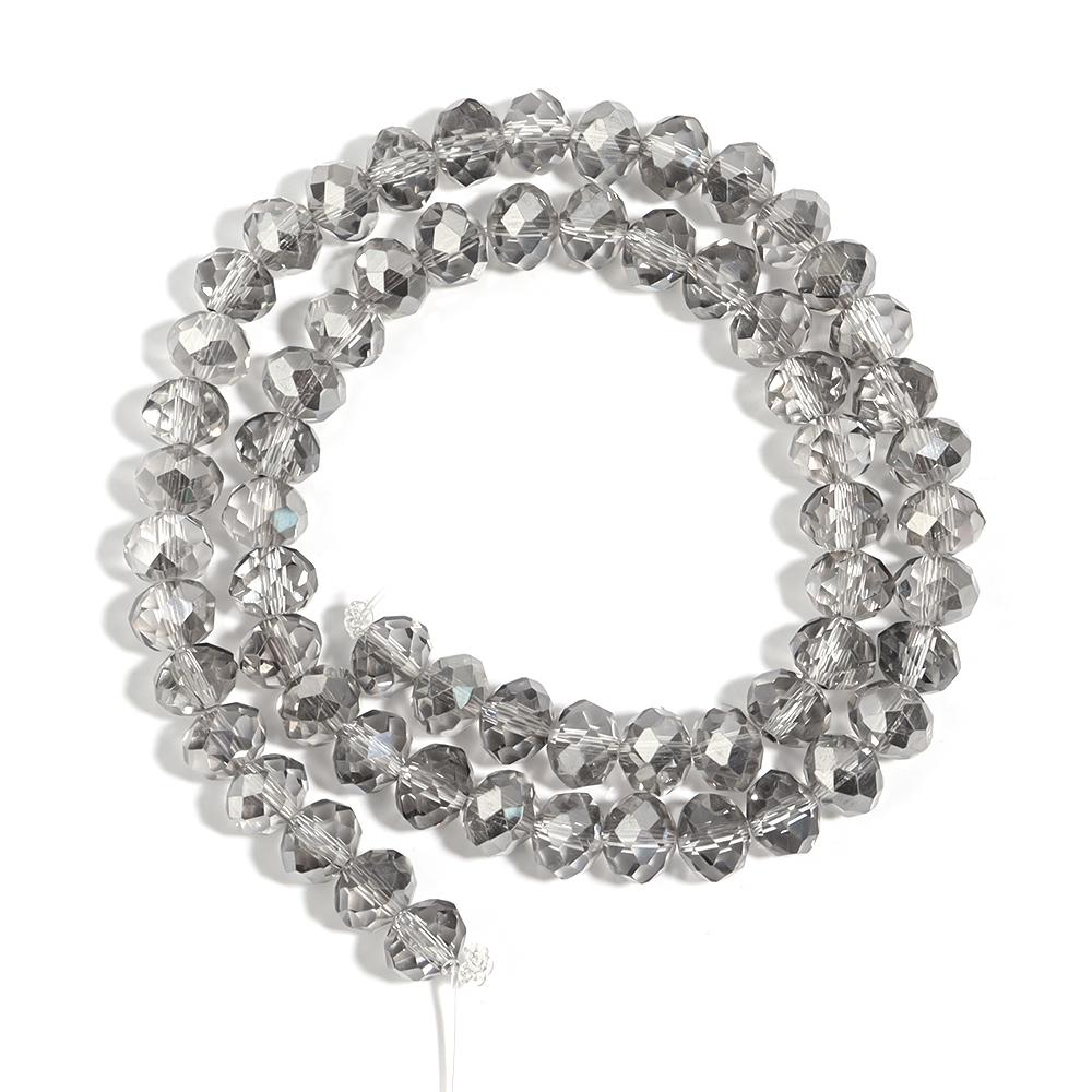3/4/6/8/10mm Transparent Gray Faceted Crystal Beads Rondelle Glass Loose Spacer Bead For Jewelry Making DIY Bracelet Accessories