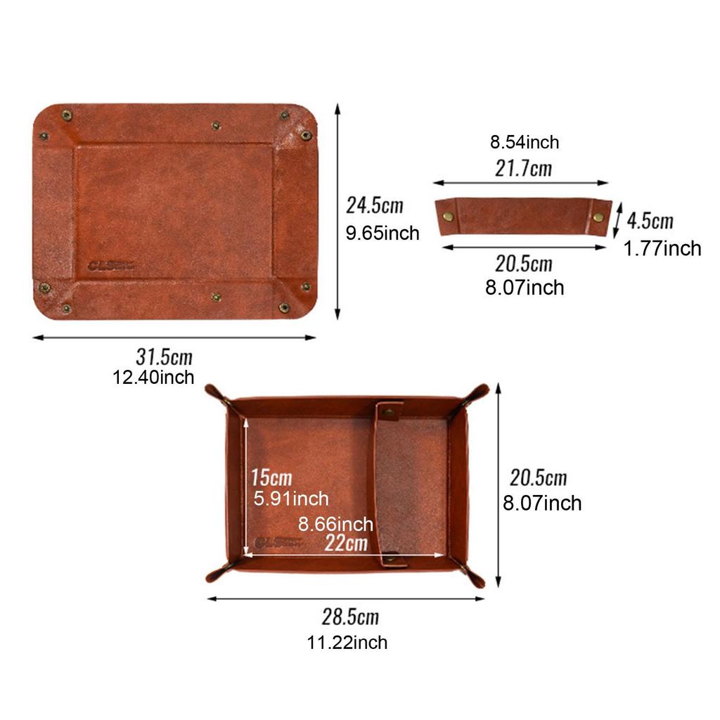 Genuine Leather Storage Tray, Chic Desk Accessory for Men and Women