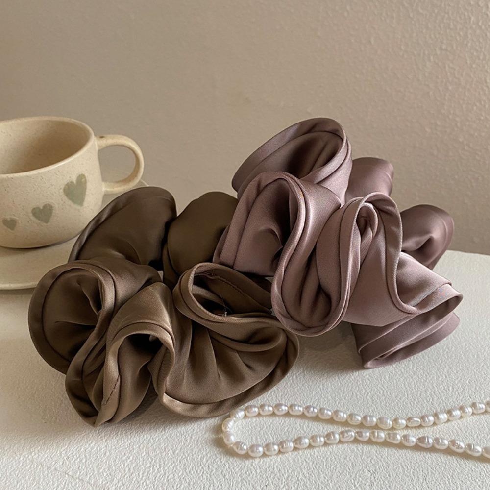 Soft Silk Scrunchies, Large Elastic Hair Rubber Bands for Women