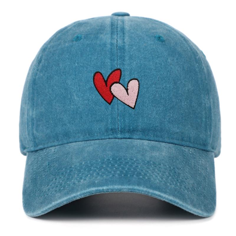 Versatile Vintage Peach Heart Embroidery Baseball Cap - Korean Style, Thin, Soft Brim, Spring/Summer, Unisex