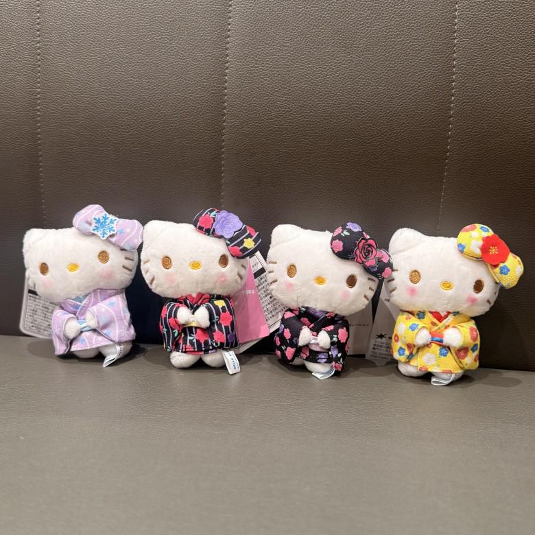 Cherry Blossom Striped Rose Cat Plush Toy Backpack Charm