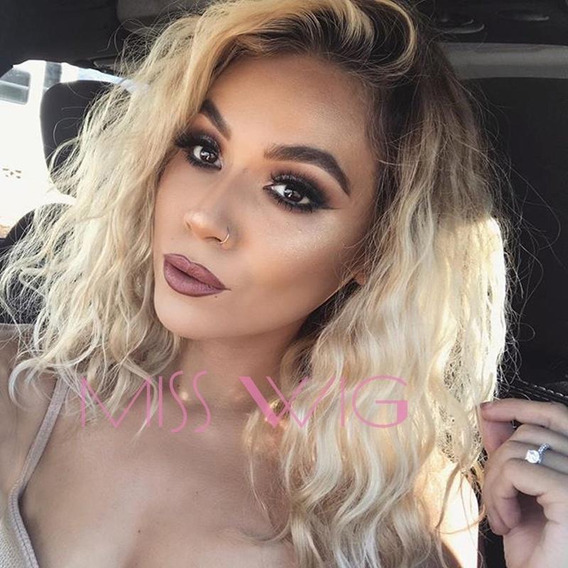

Мода парик Ombre Блондинка парик Короткий Curly Парик Мягкий Косплей парик для женщин