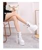 Fashion 15CM Winter Fashion Platform Lace-up Buckle Zipper White and Black Women's High Heel Ankle Boots Party Dancing Shoes