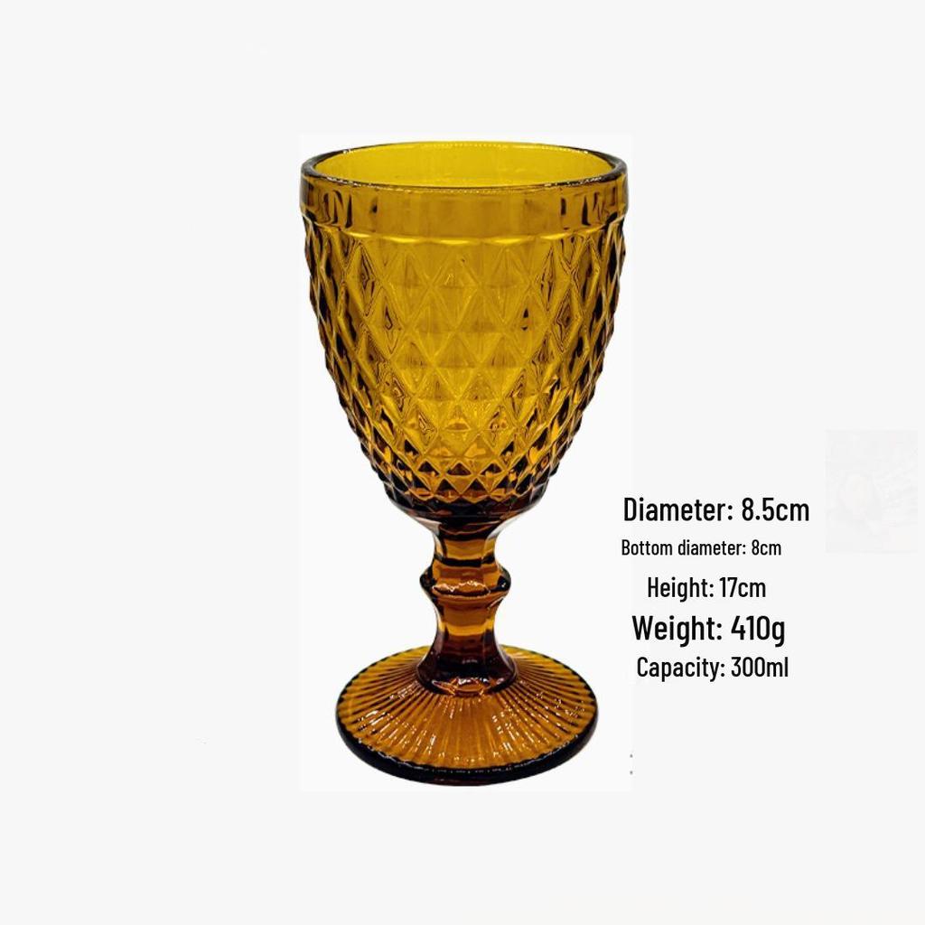Vintage Embossed High-Footed Red Wine Glass with Bubbles - Wedding Decoration, Child-Friendly, Thickened Design