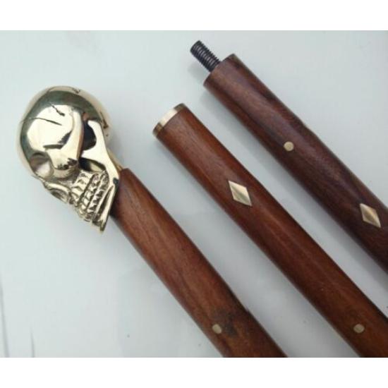 Spazierstock mit drei Nebula-Drachenköpfen im viktorianischen Stil, nautischer Toscana-Schädel, Drachengriff, Gehstock aus Holz für Männer und Frauen