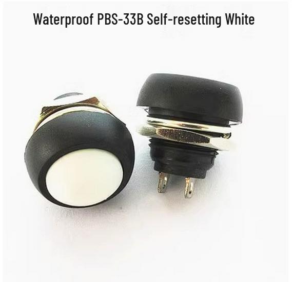 PBS-33B Waterproof 12mm Momentary Power Button Switch - Self-Resetting, No-Lock, Round Design