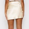 Einfarbiger gerüschter Hüftrock High Waist Satinkleid