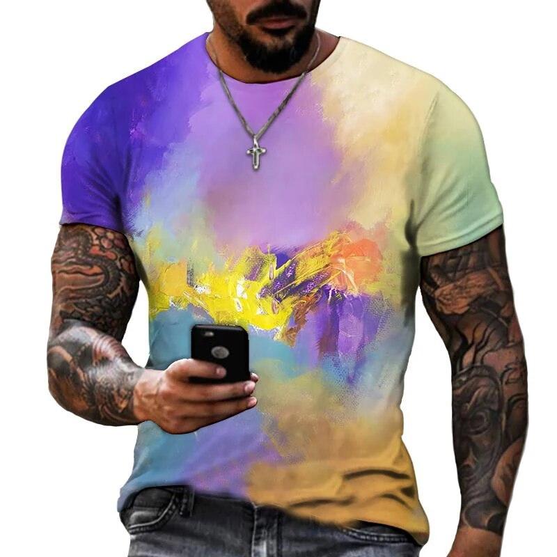 Mote Joint Graffiti Art Herre T-skjorte Hip Hop Casual Harajuku Trykte T-skjorter Ny Personlighetstrend Rund Hals Farge Topper